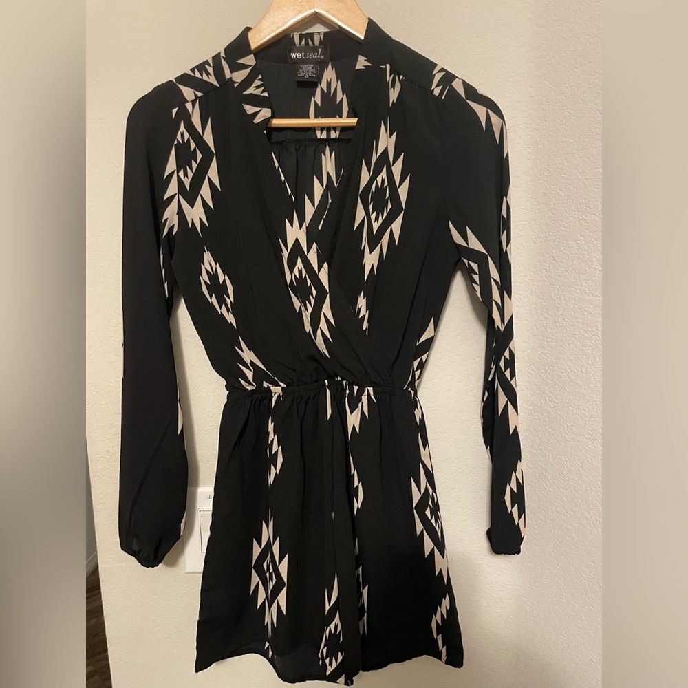 Long Sleeve Tribal Print Romper